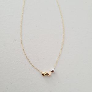 Tricolor Mini Hearts Necklace-14k Gold